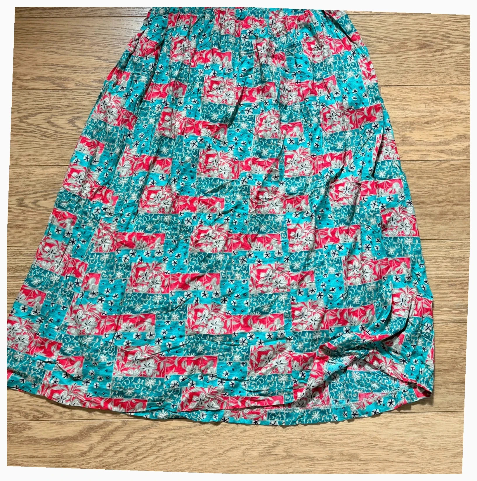 Jupe vintage Kim Rogers made in USA T16 100% rayon longue fluide fleurie bohème rétro – photo 2